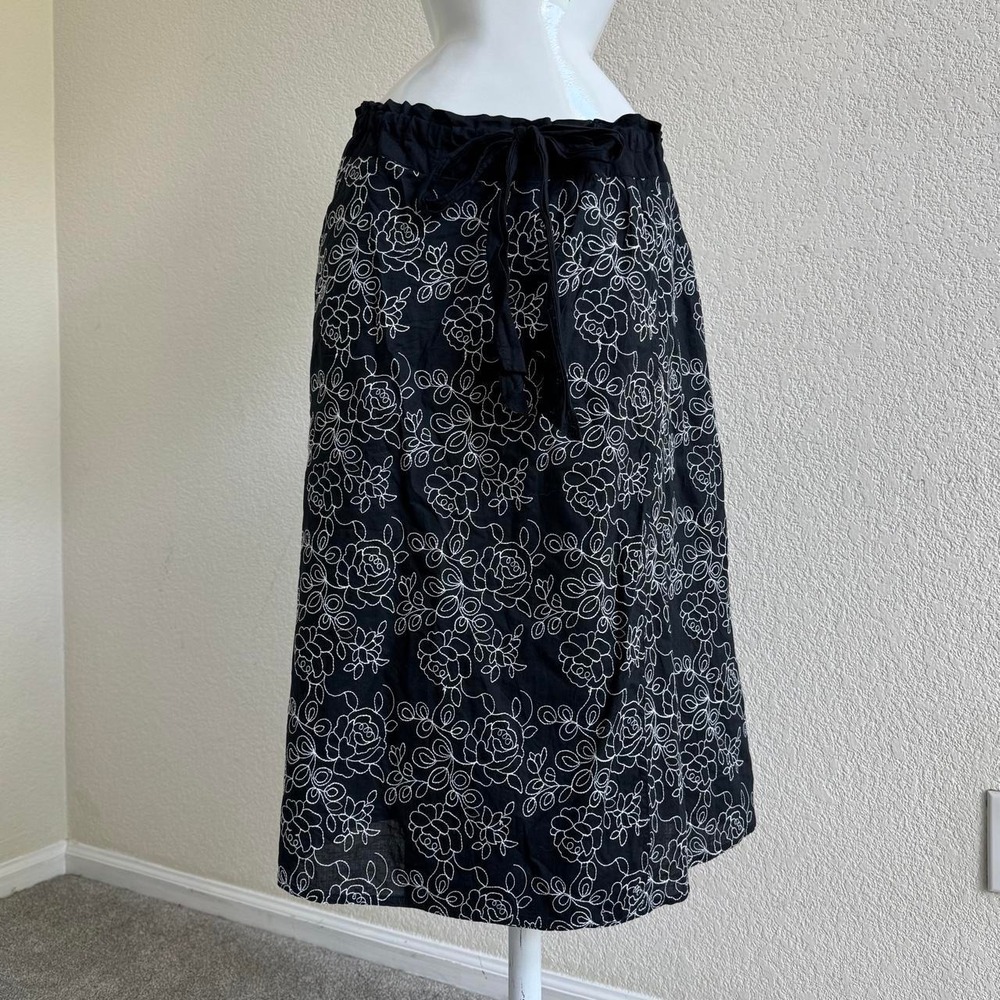 Envision Studio black floral midi skirt
